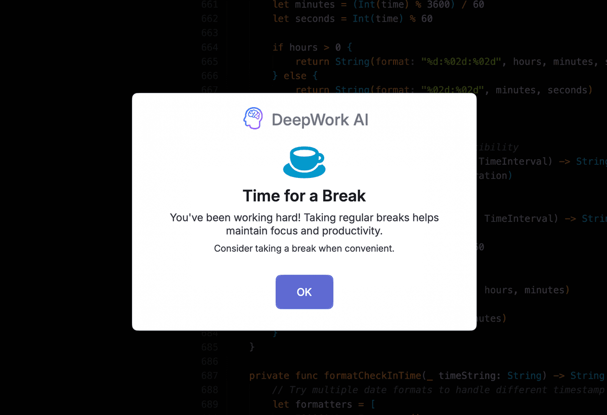 Break reminder notification